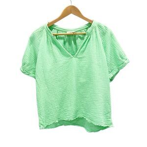 Nation LTD Mint Green Gauze V-Neck Short Sleeve Top